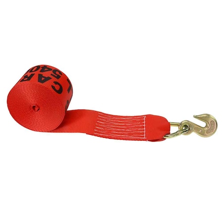 Us Cargo Control 4" x 27' Red Winch Strap with Grab Hook 427GH-R